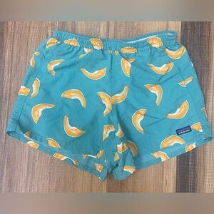 Patagonia Women Baggies Shorts Outdoors Drawstring Cantaloupe Melon Green Sz XS